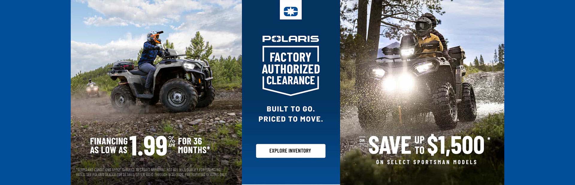 Financing as low as 1.99% on select sportsman models