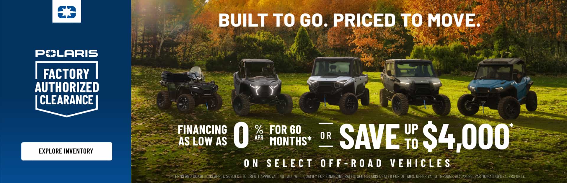 Financing as low as 0% on off-road vehicles
